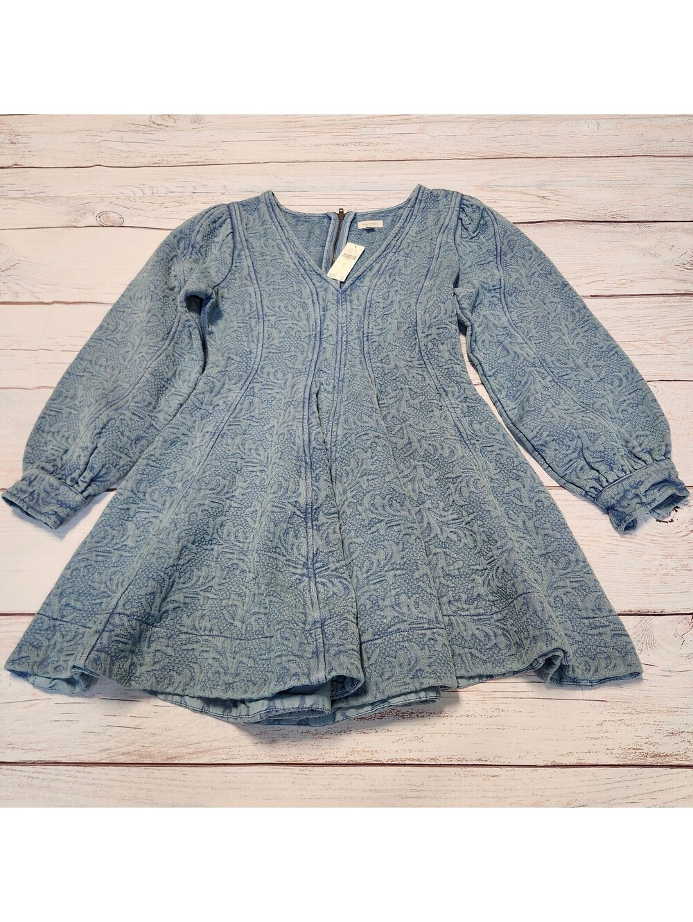 Anthropologie Pilcro Blue Textured Jacquard Dress Size 6 NWT